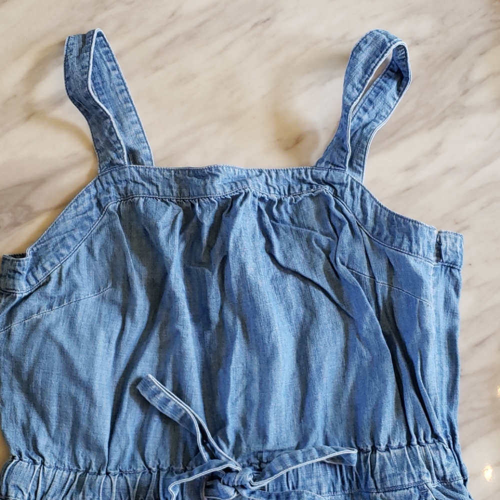 GAP 8 tall denim apron maxi dress w/pockets EUC